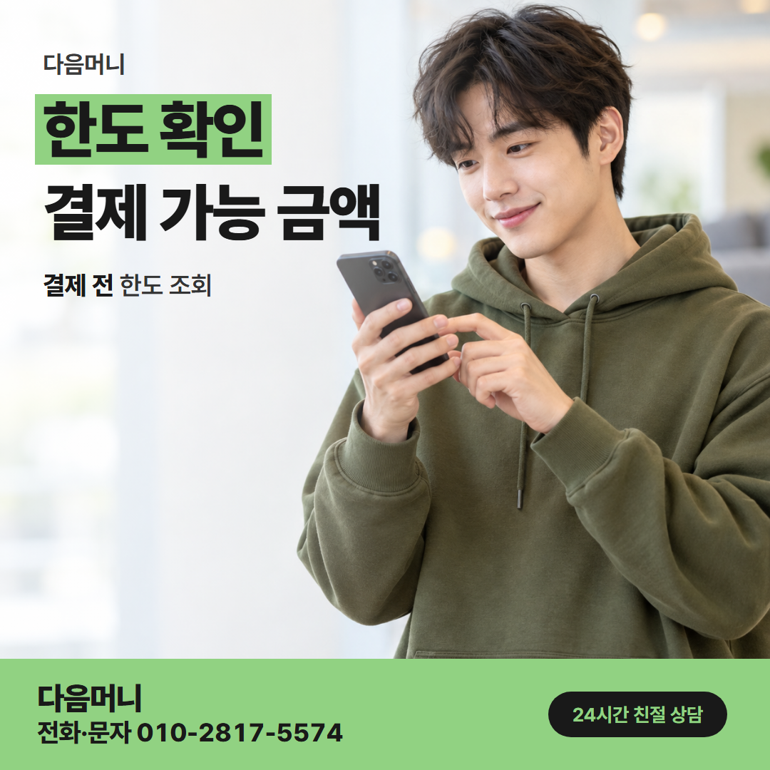 다음머니 농협카드깡 본인 카드의 남은 한도 조회